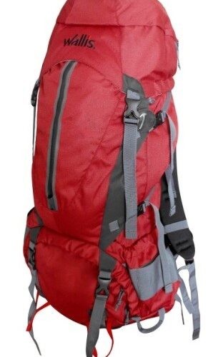Mochila De Montana KALA PATAR 90 L, Semi-Impermeable, Con Funda Qe La Hace Impermeable, Varillas De Aluminio, 37x90x26 Cm, Roj