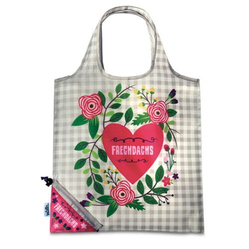 Bolsa Ecologica Plegable 100% Poliester, Diseno Corazon, 38×38 Cm, Color Gris