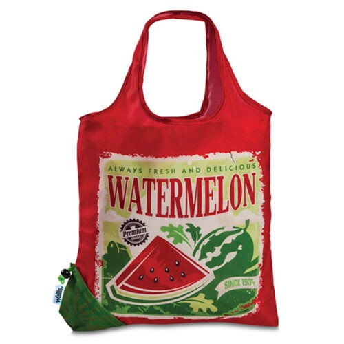 Bolsa Ecologica Plegable 100% Poliester, Diseno Sandia, 38×38 Cm, Color Rojo