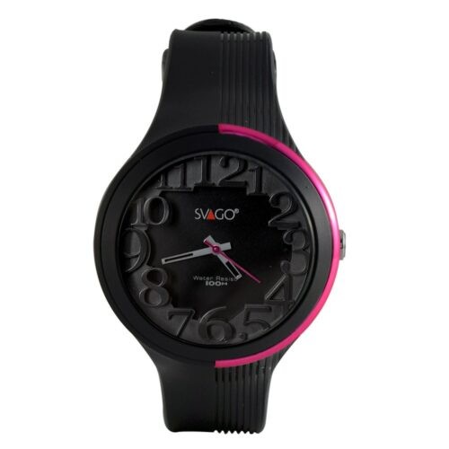 Reloj Svago PILATUS Analogo Unisex,100 M / 10 ATM,  Color Negro, Bisel Negro/Fiusha