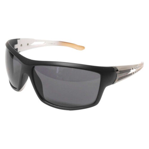 Lentes Deportivo armazon Negro Mate, Micas Humo, Varillas Blanco Con Cafe