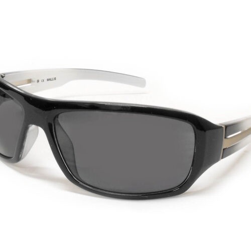 Lentes Deportivo armazon Negro, Micas Humo, Varillas Negro Con Blanco