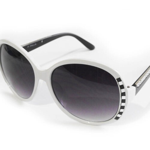Lentes Casuales armazon Blanco Con Detalle Negro, Varillas Negro Con Gris, Micas Humo