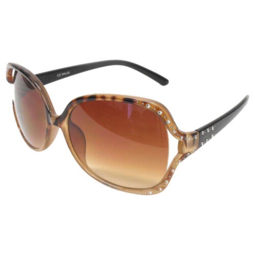 Lentes Casuales armazon Cafe Animal Print, Varillas Negras, Micas Cafe Degradado