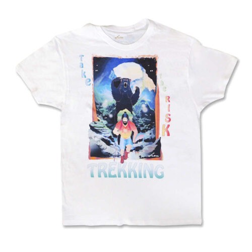 Playera Para Hombre Take The Risk Trekking, Color Blanco, Talla Mediana