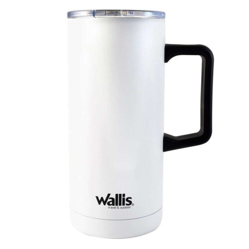 Taza Termica Con Goma Y Protector Deslizante Antiderrames, 500 Ml, Blanco