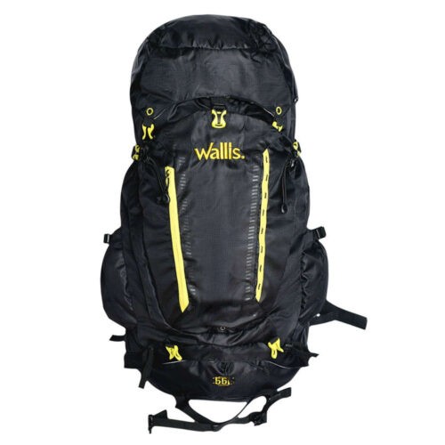 Mochila Para Montana EIGER 55 L, Semi-Impermeable, Negra Con Verde