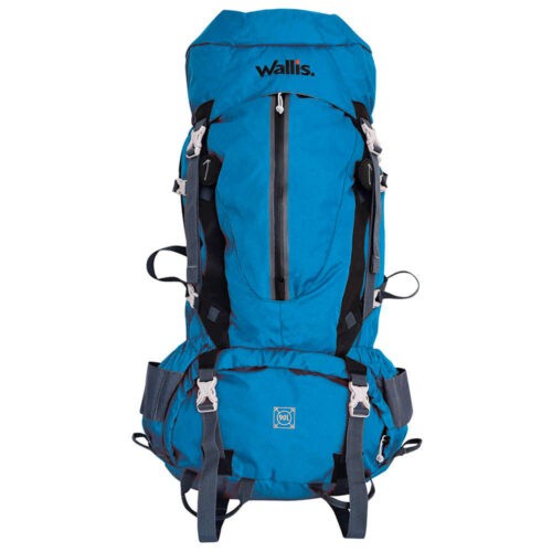Mochila De Montana KALA PATAR 90 L,  Semi-Impermeable, Con Funda Que La Hace Impermeable, Varillas De Aluminio, 37x90x26 Cm, Az