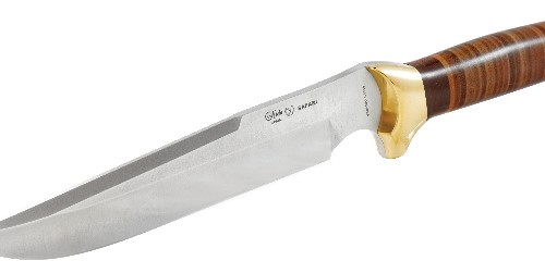 Cuchillo Safari De Campo Y Caza, Mango De Cuero, Hoja Lisa 21 Cm, Peso 419 Gr.