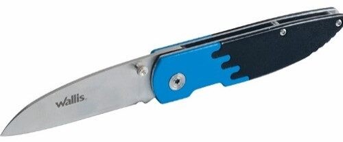 Navaja Con Mango Metal Azul Con Negro Y Clip, Hoja Lisa De 6.5 Cm De Largo