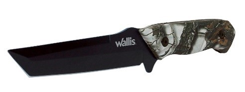 Cuchillo De Monte Con Funda, Hoja Negra Lisa, Largo Hoja De 11 Cm, Largo Total 21.3 Cm