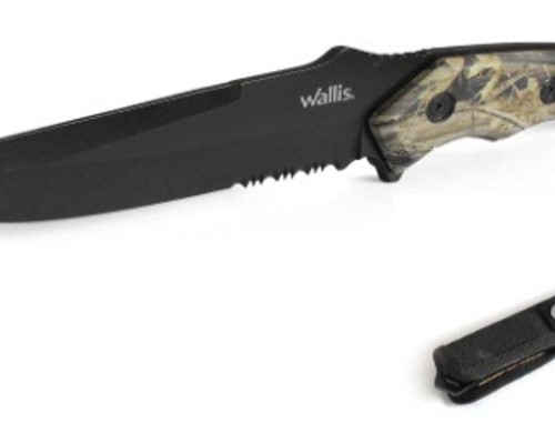 Cuchillo De Monte Con Funda, Hoja Negra Lisa-Sierra, Largo Hoja De 12 Cm, Largo Total 25 Cm