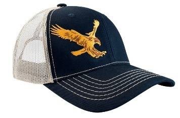 Gorra Con Malla Y Ajustador Snapback De Plastico, Aguila, Azul Marino Con Malla Beige