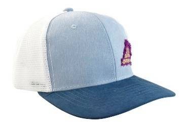 Gorra Con Malla Y Ajustador Snapback De Plastico, Adventures, Azul Con Malla Blanca