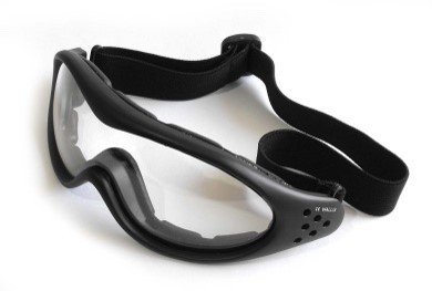 Lentes Deportivo armazon Negro Mate, Resorte, Mica De Una Pieza, Transparente