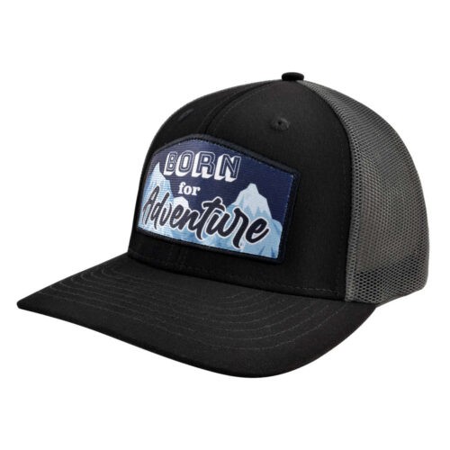 Gorra con Malla y Ajustador de Plastico, BORN For Adventure , Negro/Gris
