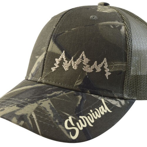 Gorra con Malla y Ajustador De Velcro, Survival , Verde Camuflaje