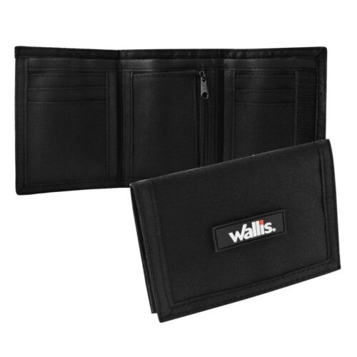 Cartera Con Velcro 3 Dobleces, Cerrada 14×10 Cm, Abierta 30×14 Cm, Negra
