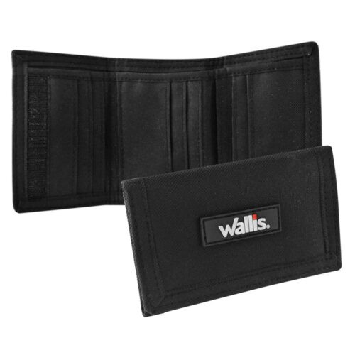 Cartera Con Velcro 3 Dobleces, Cerrada 13×8.5 Cm, Abierta 24.5×12.5 cm, Negra
