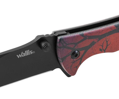 Navaja Con Mango Rojo “Aguila”, Hoja Negra Lisa, 8 Cm Largo, Clip