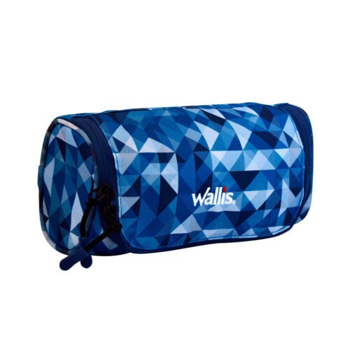 Estuche 100% Poliester 600D, 22x11x7 Cm, Triangulos Azul